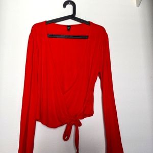 Wild Fable Red Tie Wrap Shirt